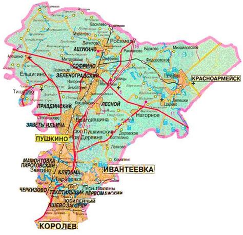 Карта Пушкинского района - население и основные населенные пункты
